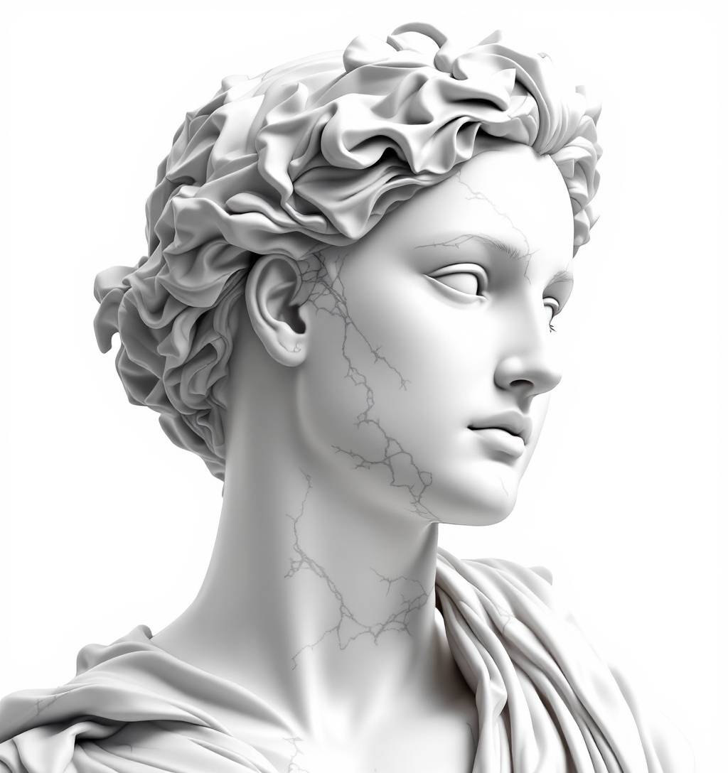 model as White Marble classical Greek Marble Sculpture. white. no colors