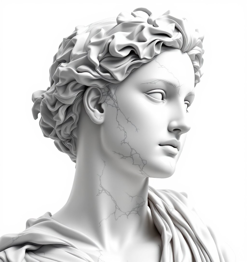 model as White Marble classical Greek Marble Sculpture. white. no colors